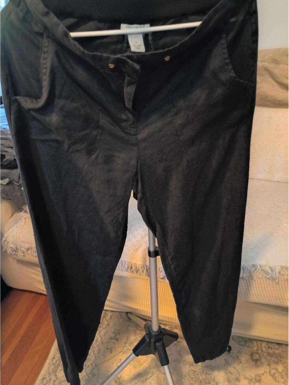 Black High-Waist Pull-On Pants Size S